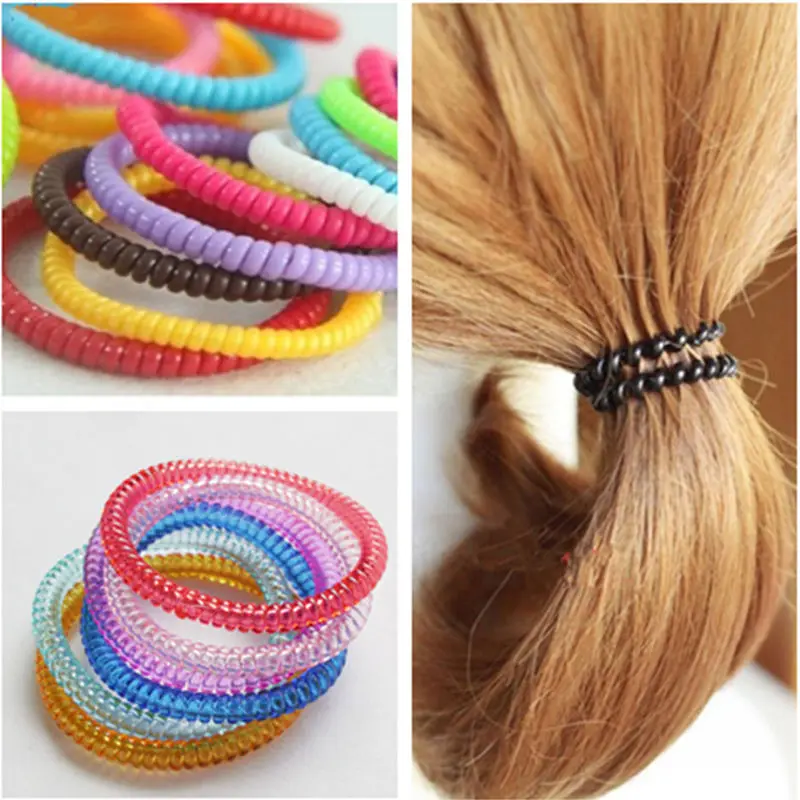 

1PC/Lot New Women Lady Super Thin Girls Colorful Rubber Telephone Wire Hair Ties&Plastic Ropes Hair Band Accessories