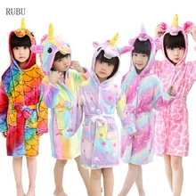 Children Bathrobe Hooded Beach Towel Boys Bath Robe Animal Unicorn Bathrobes For Girls Pyjamas Baby Nightgown Kids Sleepwear