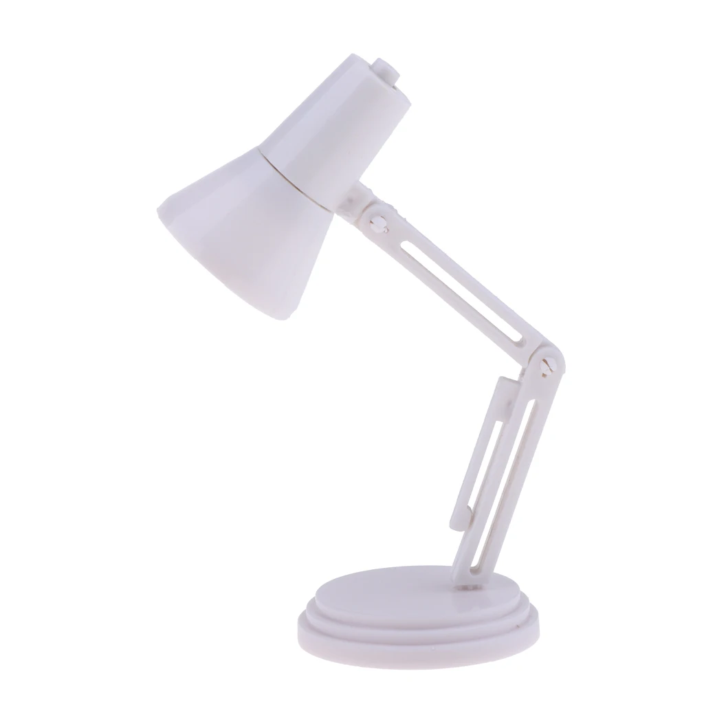 1/6 Dolls House Miniature LED Desk Lamp Light For   Figures Accessory  Dollhouse Study Room Decor White