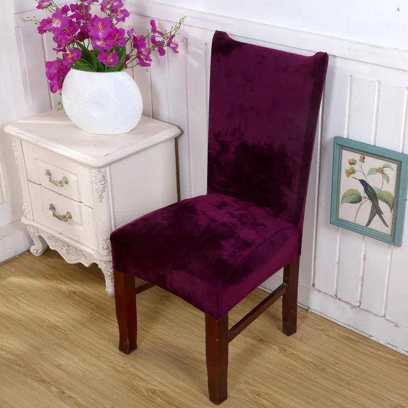 Solid Color Suede Dining Room Chair Cover Elastic Stretch Seat Cover Anti-dirty Chair Protective Case For Restaurant Hotel Home Solid Color Suede Dining Room Chair Cover Elastic Stretch Seat Cover Anti-dirty Chair Protective Case For Restaurant Hotel Home