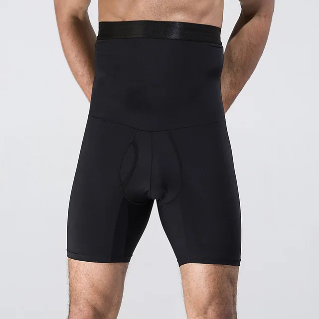 2 цвета, мужской компрессионный короткий черный тренажер для талии, мужской формирователь для тела, облегающие брюки, Корректирующее белье для талии, нижнее белье - Цвет: Black