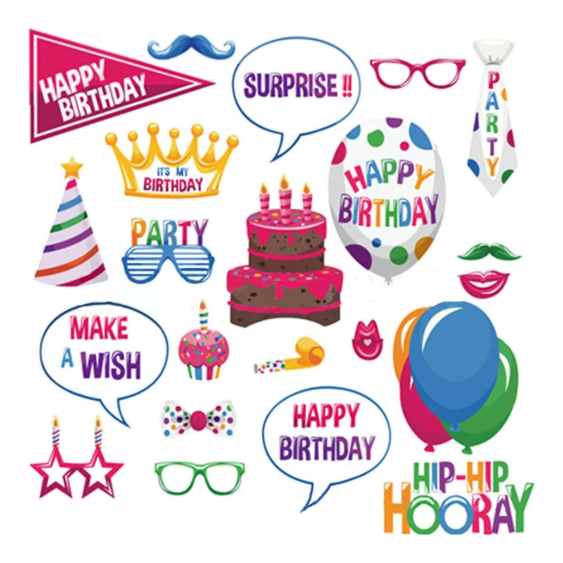 Happy Birthday Party PhotoBooth Props Sweet Candy PhotoBooth Props