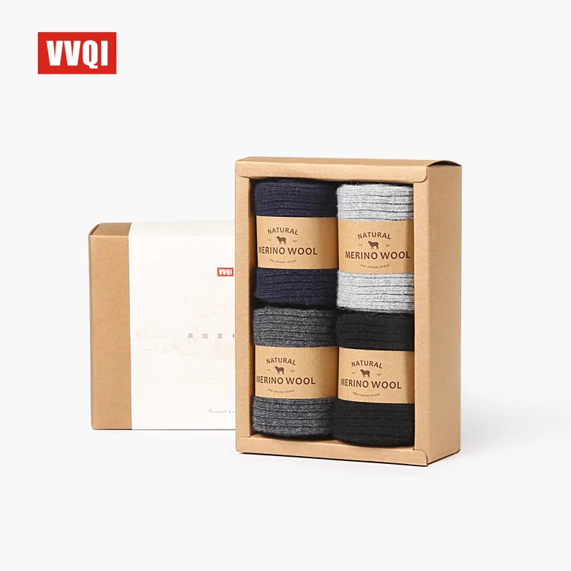 Comprar VVQI invierno calcetines de lana para hombre cálidos calcetines de suelo de calidad de exportación de marca calcetines de negocios 4packslot negro sin caja