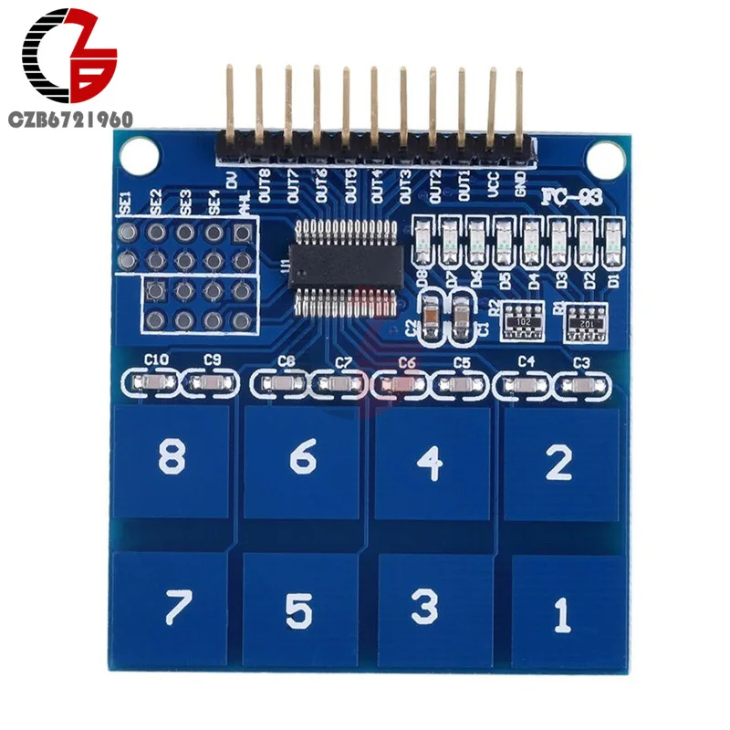 

2.4V-5.5V TTP226 IC 8 Keys Digital Capacitive Switch Touch Sensor Module for Arduino DIY KIT