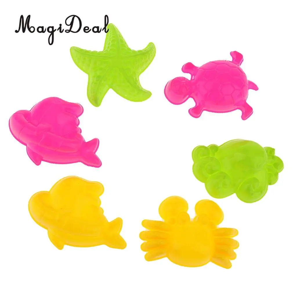 MagiDeal 6Pcs/Lot Sea Animal Sandcastle Sand Clay Mold Beach Park Indoor Kids Baby Children Educational Toy Random Color