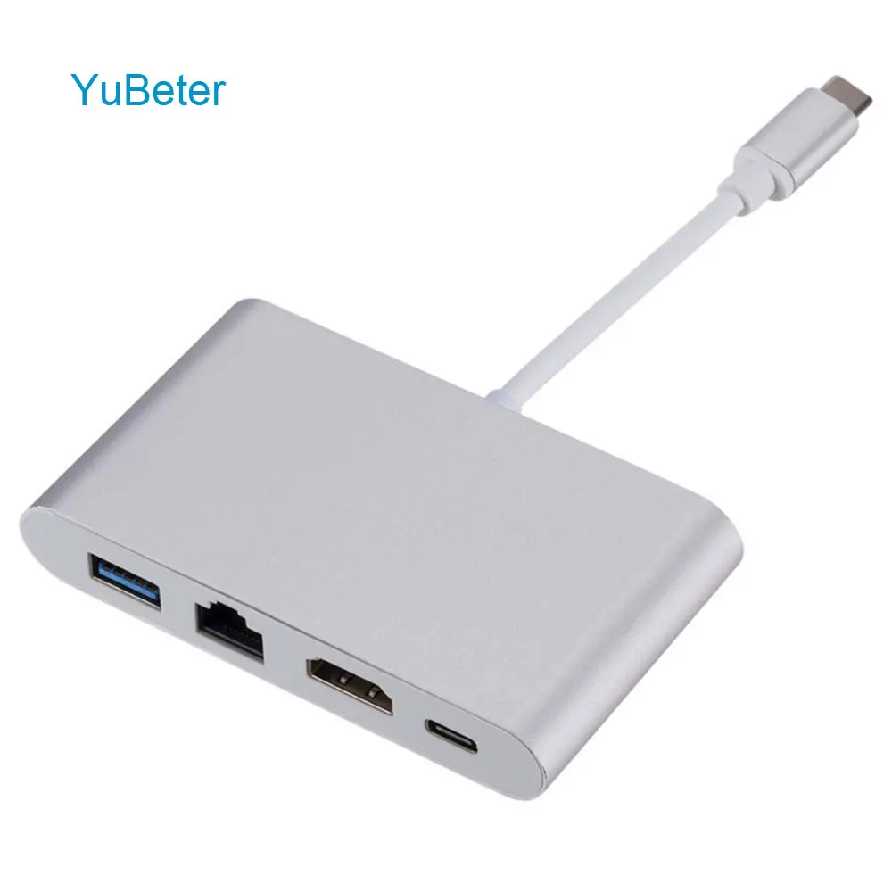 

YuBeter 4 in 1 USB C Type C Converter Expander to Type-C HDMI RJ45 Gigabit Ethernet USB 3.0 Port for MacBook Pro for Touch Pen