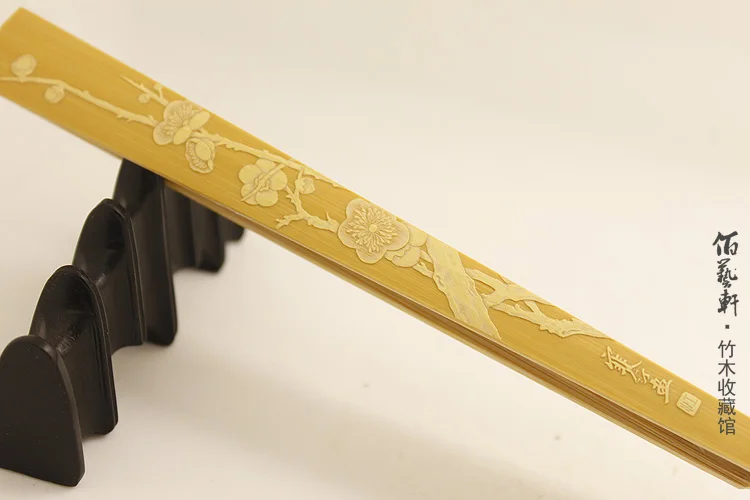 Baru Disekap Hijau Ukiran Bambu Fan Rib Plum Bunga Lukisan Baru Disekap Hijau Ukiran Bambu Fan Rib Plum Bunga Lukisan