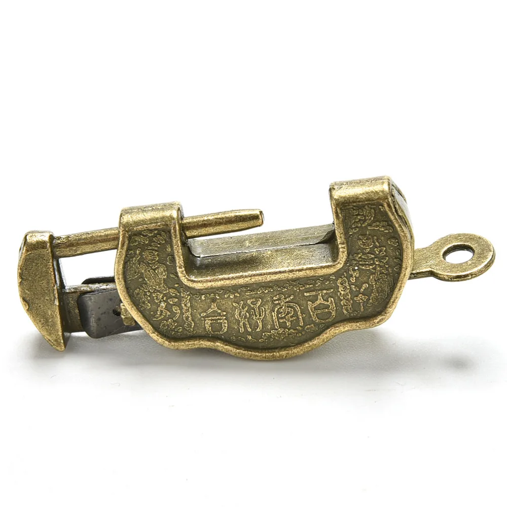2Pcs Vintage Antique Iron Chinese Old Brass Padlock for Suitcase Drawer Ke P*ws