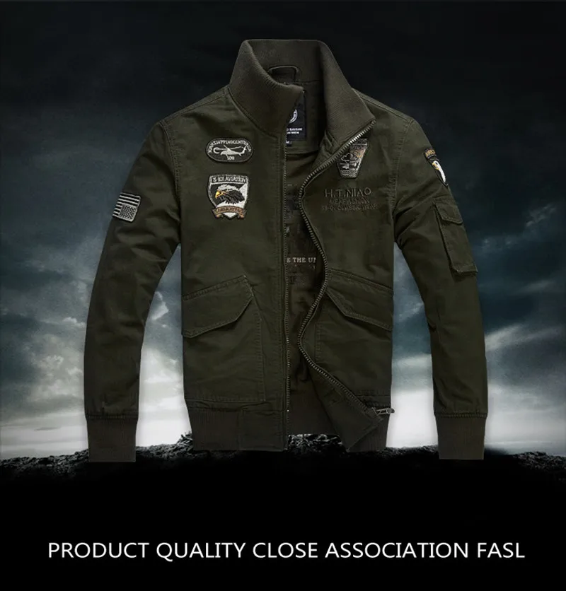 Mens Jackets Coat Cotton Military Army green Khaki Black Windbreaker Casual Coat Jaqueta Masculina Men Brand Clothing Bomber  (2)