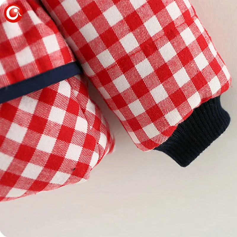 Baby Girls Winter Bow Coats Kids Hoodies Plaid Warm Snowear Clothes Infant Girl Princess Jackets&Parkas Clothing 2016 (2)