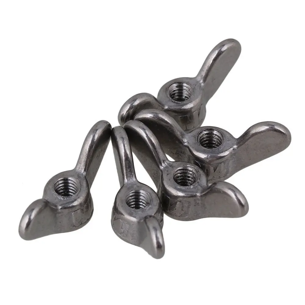 

Silver M4 304 Stainless Steel Precise Casting Butterfly Nuts Fastener Wing Screw Nuts Pack of 5