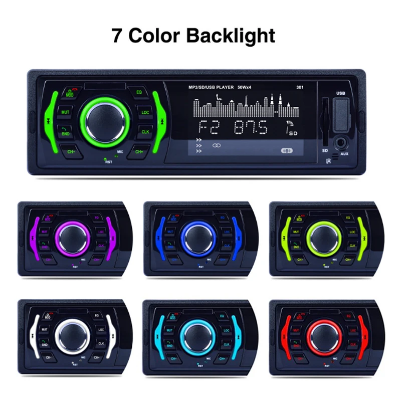 

Shipping fast! RK- 525 / RK- 301 Stock! Car MP3 Bluetooth FM Radio Receiver 12V Seven colors backlight Fixed panel USB RK-525