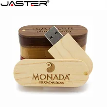 JASTER логотип клиента вращающийся деревянный USB флэш-накопитель Флешка карта памяти, Флеш накопитель 4 ГБ 8 ГБ 16 ГБ 32 ГБ свадебный подарок