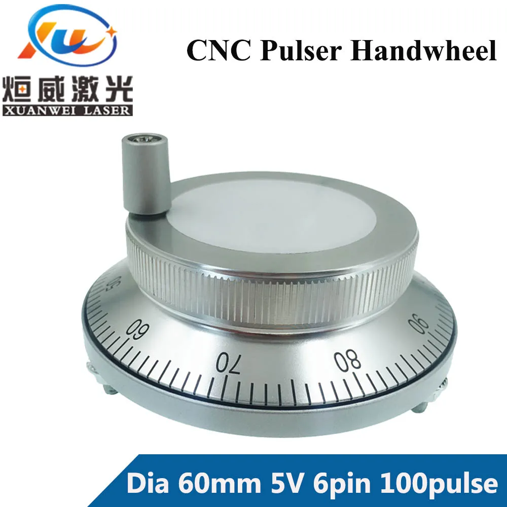 

CNC Pulser Handwheel 5V 6pin Pulse 100 Manual Pulse Generator Hand Wheel CNC Machine 60mm Rotary Encoder