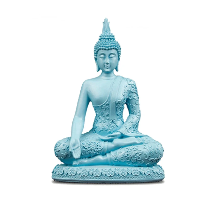

Blue Resin Crafts Thai Buddha Statues Ornaments Southeast Asia Indian Buddhism Monk Creative Home Decoration Accessories Gifts