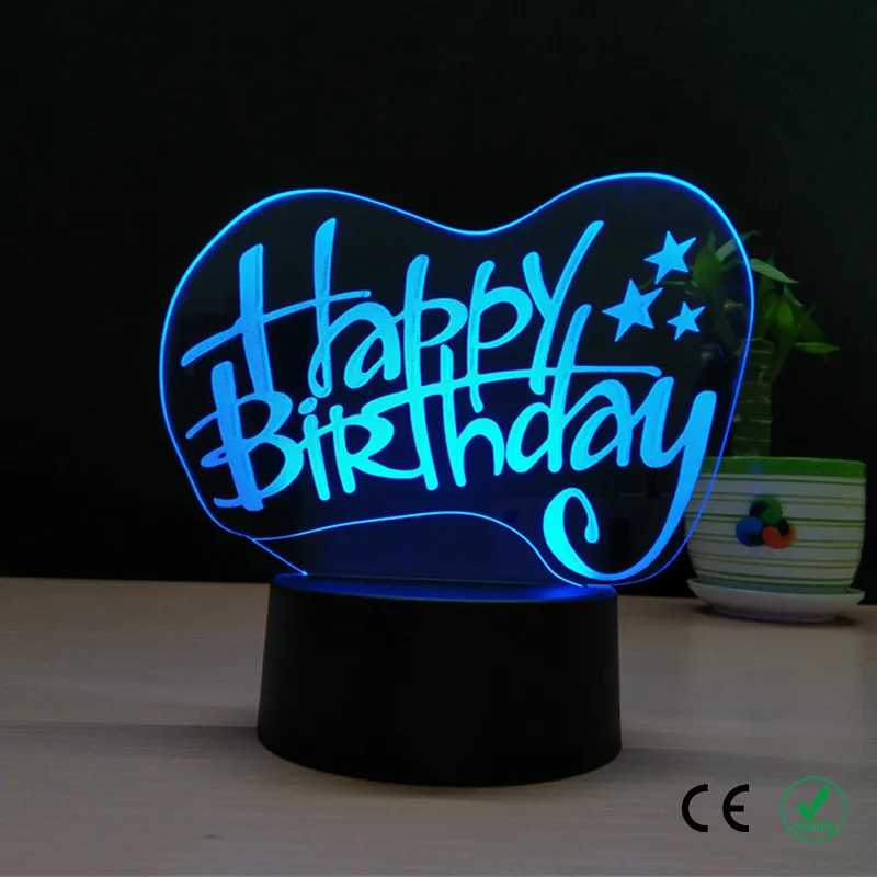 

Birthday of 3 d lamp RGB colorful light The bedroom berth lamp of creative gift lamp lover friend