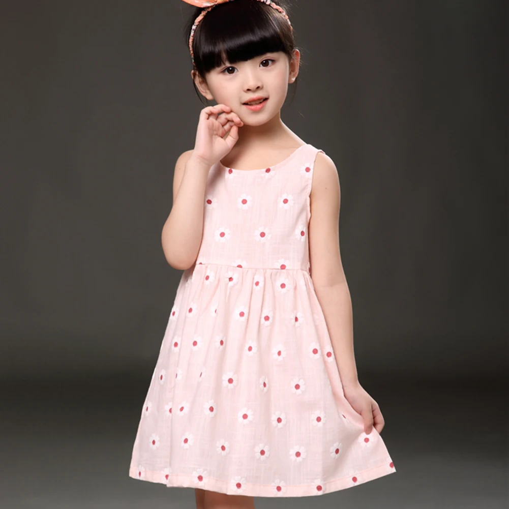 

Summer Baby Girl Dress Kids Sleeveless Flower Dress Soft Cotton Princess Dresses Vestido Infantil Girls Clothes