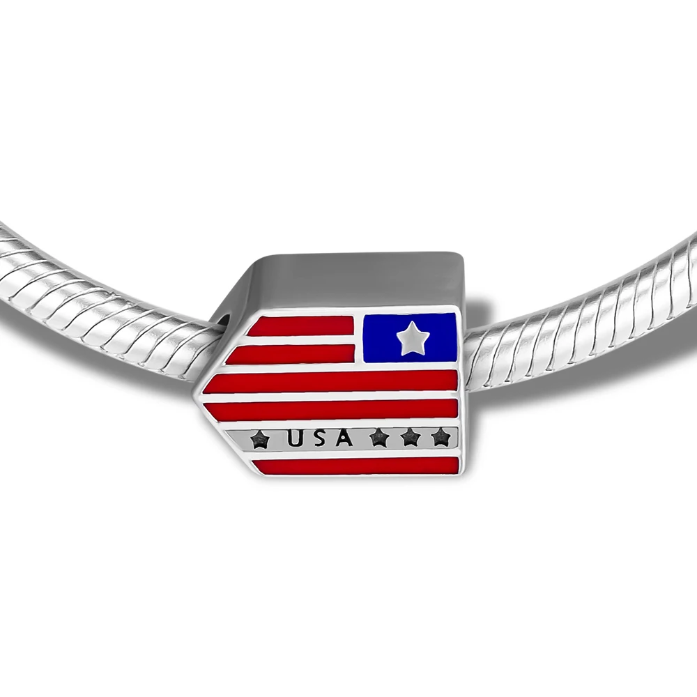 DIY Подходит для Pandora Charms браслеты США Icon Epaulet Beads 925 пробы-серебро-ювелирные изделия