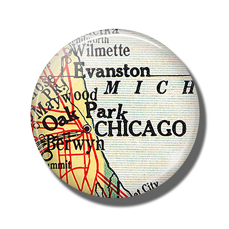 Martha Vineyard винтажная карта магнит на холодильник Вайоминг Израиль Чаттануга Саванна Джорджия вибрия Венеция Чикаго декор для холодильника - Цвет: Chicago
