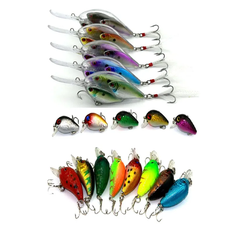 18pcs mixed hard plastic minnow crankbaits wobbler pike carp trout perch catfish fishing baits