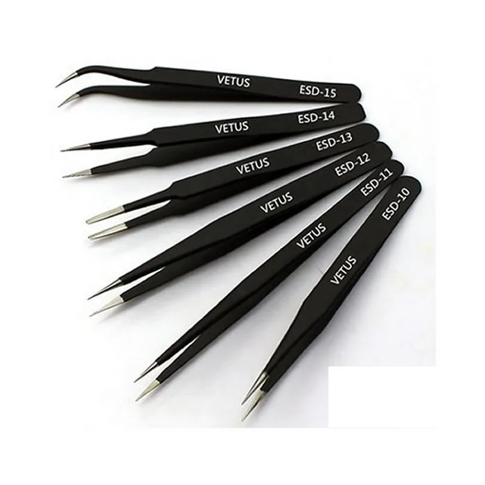6pcs/lot anti static tweezers Vetus BGA ESD tweezers ESD 10 ESD 11 ESD 12 ESD 13 ESD 14 ESD 15