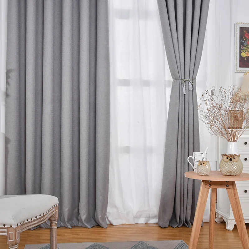 Espesar Moderno Color Sólido 90 Cortinas De Lino De Algodón