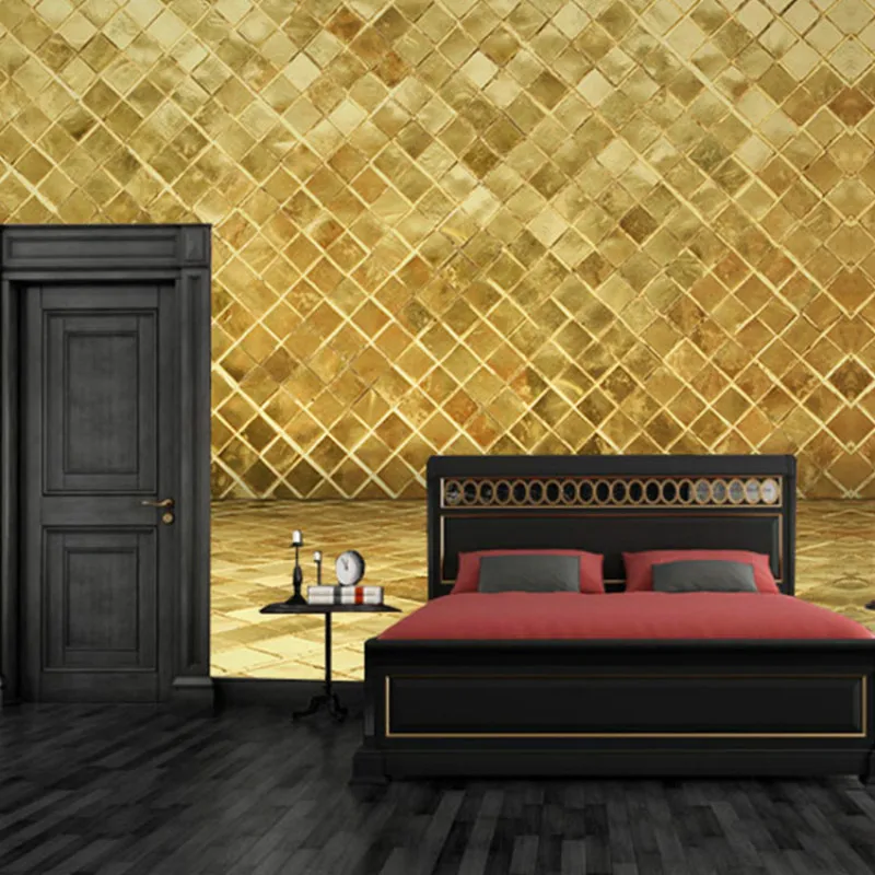 Custom Upscale Atmosphere Lingge Golden Brick 3D Wallpaper for Walls Bedroom 3D Wall Paper Murals Living Room TV Backdrop Hotel Custom Upscale Atmosphere Lingge Golden Brick 3D Wallpaper for Walls Bedroom 3D Wall Paper Murals Living Room TV Backdrop Hotel