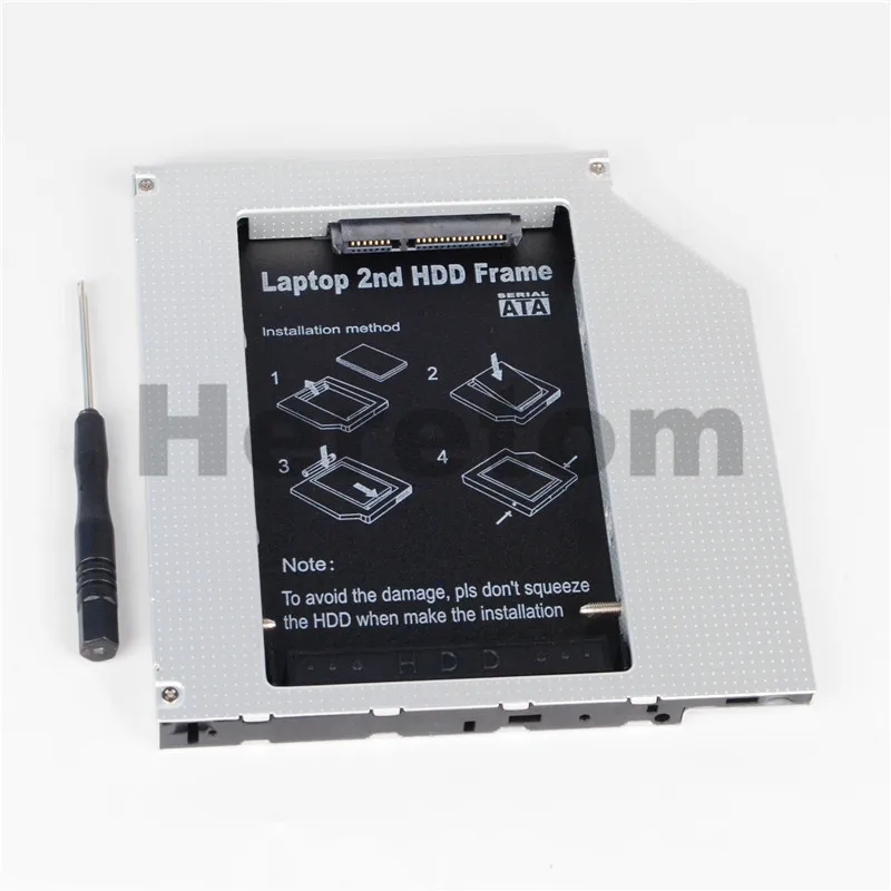 Heretom алюминиевый Универсальный 9,5 мм PATA/IDE для SATA 2 HDD Caddy жесткий диск лоток для ноутбука DVD CD-ROM Optibay