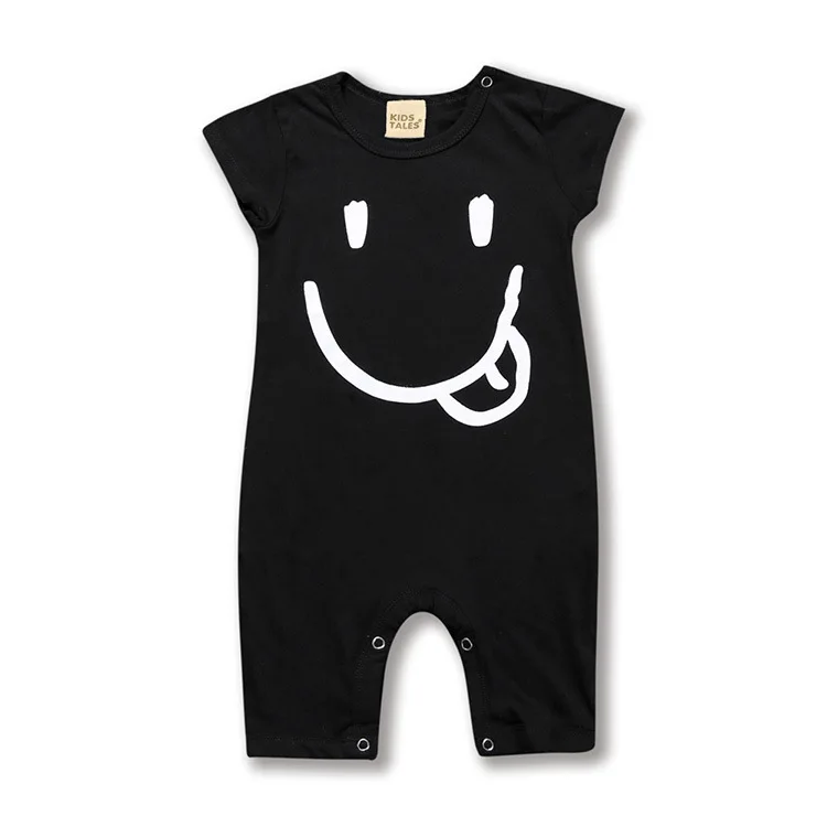 

2017 hot Baby rompers Summer short sleeves cotton jumpsuit baby boys clothes cute Smiling face newborn baby clothes set