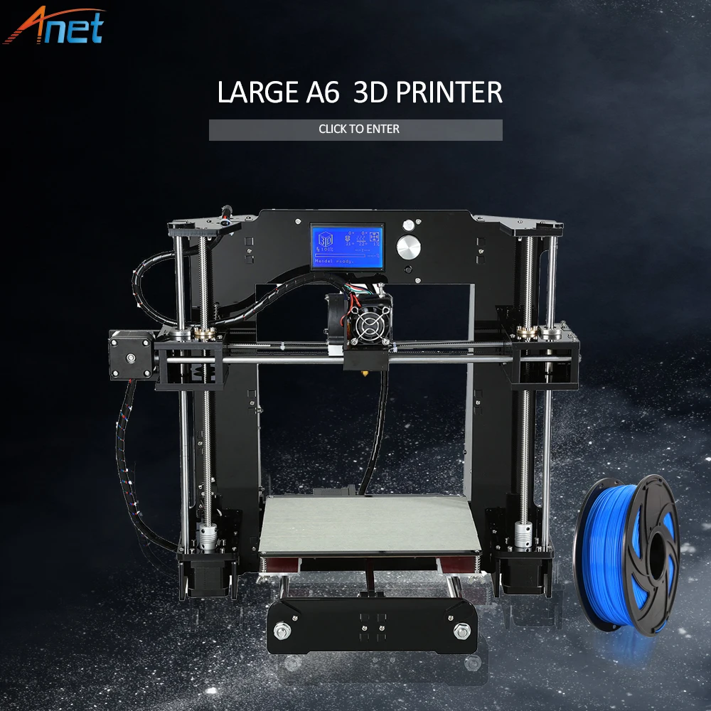 

Newest ! Anet A6 A8 E10 3D Printer Large Printing Size Easy Assemble Precision Reprap i3 3D Printer Kit DIY with Free Filaments