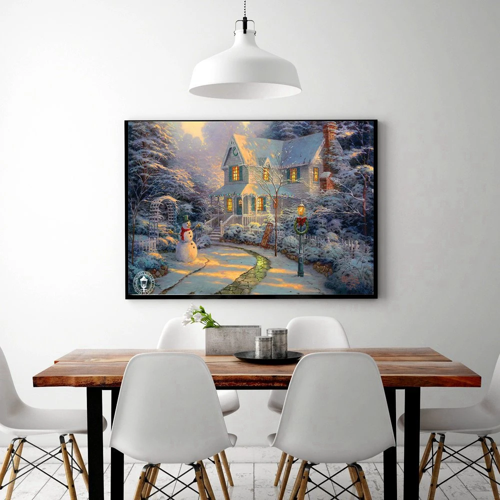Kerstmissneeuwman Landschap Kunstwerk Canvas Schilderij Voor Keuken Eetkamer  Wall Art Print Vintage Home Decorations Dropshipping|thomas kinkade|thomas  kinkade christmascanvas painting - AliExpress