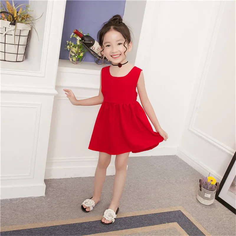 Beautiful Sling Princess Dresses Kids Red Color Back Black Butterfly Strap Cotton Dresse Baby Girls Clothes Children's Clothing06