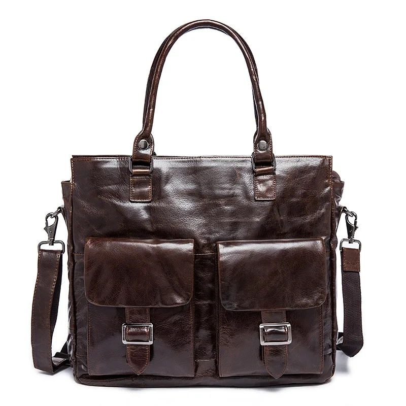 

Men's Cow Leather laptop Briefcases High-end luxury brand Fashion Business Large-capacity cross-section square men handbag