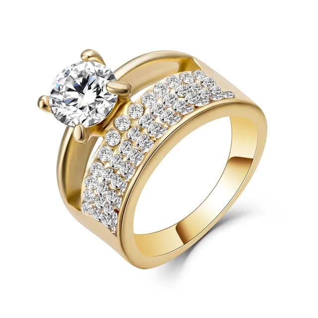 Le Baiser Bridal Sets Double Rings for women AAA CZ Gold Filled Wedding Ring Set Le Baiser Bridal Sets Double Rings for women AAA CZ Gold Filled Wedding Ring Set