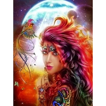 

Round diamond embroidery needlework extoic sexy beauty and phoenix full diamond painting icons decorations for home KBL