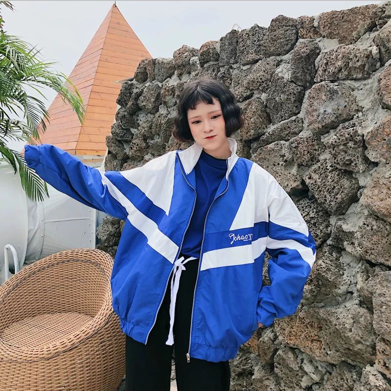 

SALE!! Unisex BF Harajuku Spring Bomber Jacket Loose Splicing Coats Letter Patch Designs Jacket Women Oversize Basic Coat Jacket