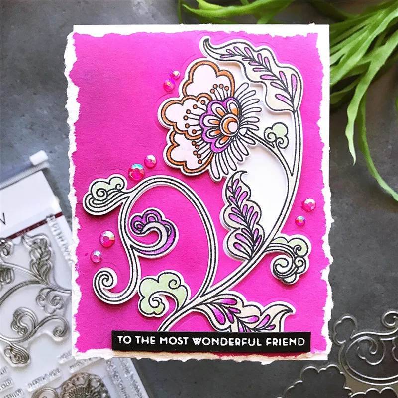 

DiyArts Dies Flower Clear Stamps and Dies Blossom Metal Dies Cutting New 2019 for Scrapbooking Craft Die Cuts for Card Making