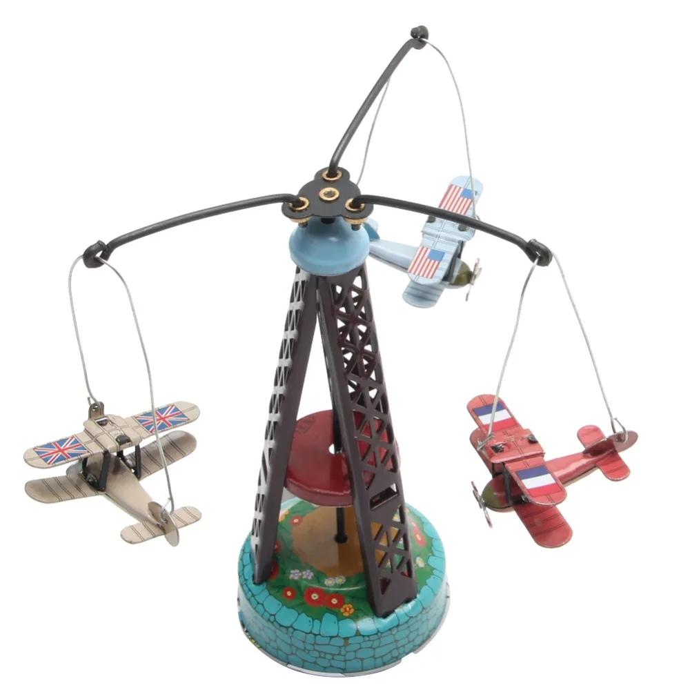 Винтажный вращающийся самолет карусель заводная игрушка коллекционный подарок