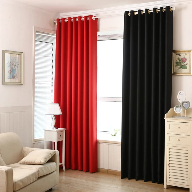 modern style red and black luxury blackout curtains for living room