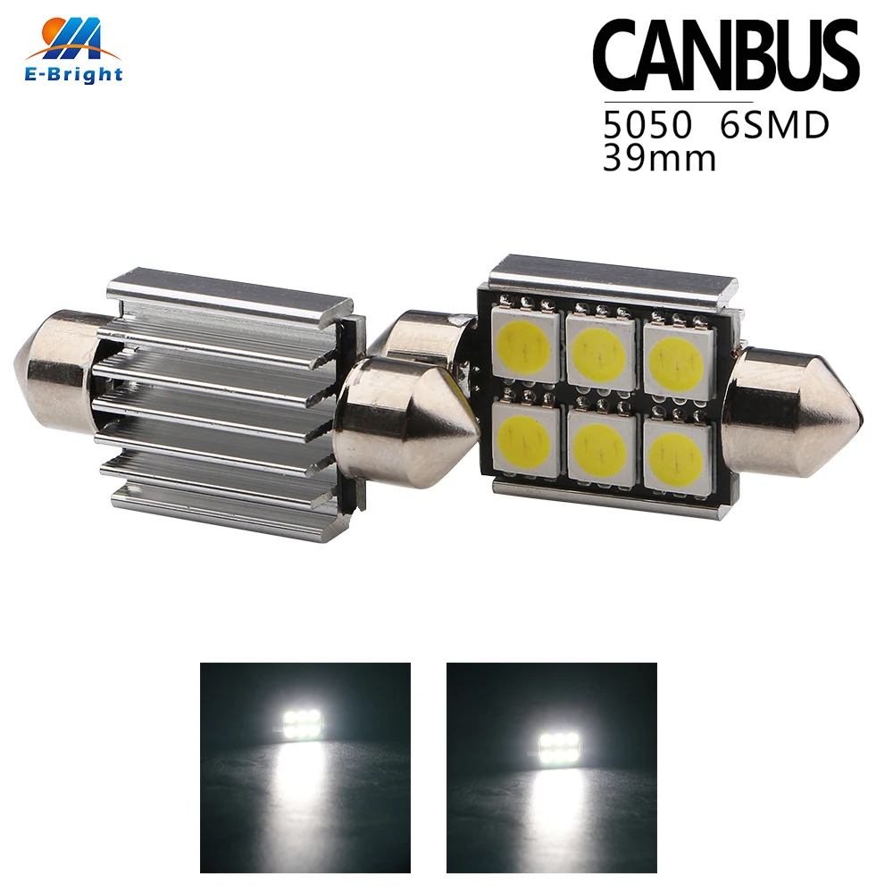 

50pcs 39mm C5W C10W canbus no error Festoon 8 led 5050 smd Car Licence Plate Light Auto Interior Dome lamp Reading Lights