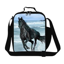 Стильные Детские Изолированные сумки для обедов, лошадь, охлаждающая сумка для обедов для мальчиков, школьная сумка с принтом животных, крутой Персонализированный Мешок для еды для детей