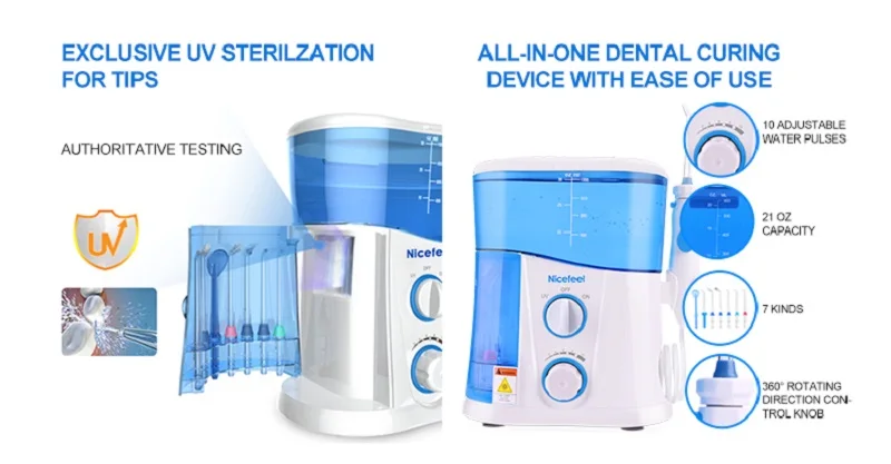 Электрический Стоматологический Ирригатор для полости рта с 7 многофункциональными наконечниками, очиститель для ухода за зубами с функцией УФ-дезинфекции