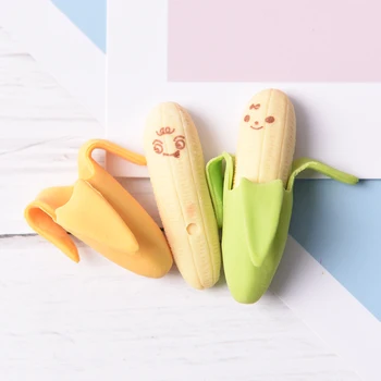 

Wholesale 2 pcs/lot Lovely Cute Banana Fruit Style Rubber Pencil Eraser Students Stationery New School Supplies