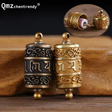 Тибетский буддизм сурангама мантра вращающиеся Подвески ожерелье санскрит Амулет ожерелье шесть слов колесо для мужчин чехол для хранения ювелирных изделий