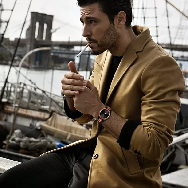 Новейшие мужские часы деревянные часы оранжевый коричневый деревянный полный наручные часы модные мужские часы relojes para hombre relogio masculino