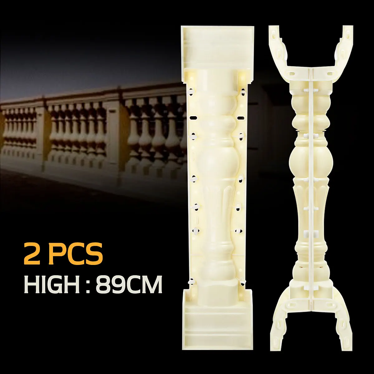 

2Pcs 89cm Fencing Moulds Plastic Concrete Plaster Cement Casting Mould Garden Pool Fence Roman Column Mold Balustrades Mold