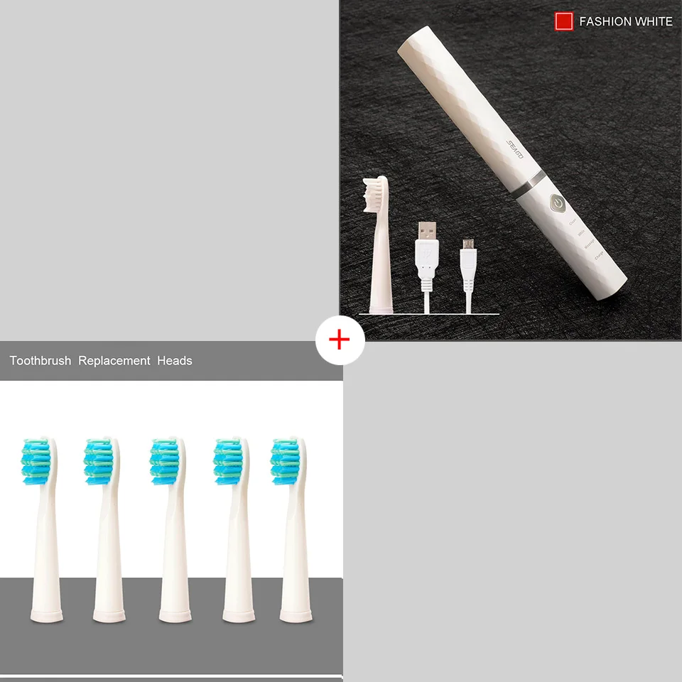 Высокое качество электрическая зубная щетка чистое отбеливание зубов переносная электрическая зубная щетка модный дизайн умный чип перезаряжаемый - Цвет: 1 Toothbrush 5 Head