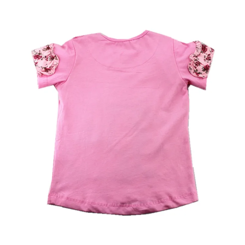 Little Maven/Новинка; летняя Брендовая детская милая розовая футболка с круглым вырезом и аппликацией кролика; Качественная хлопковая Повседневная футболка для девочек