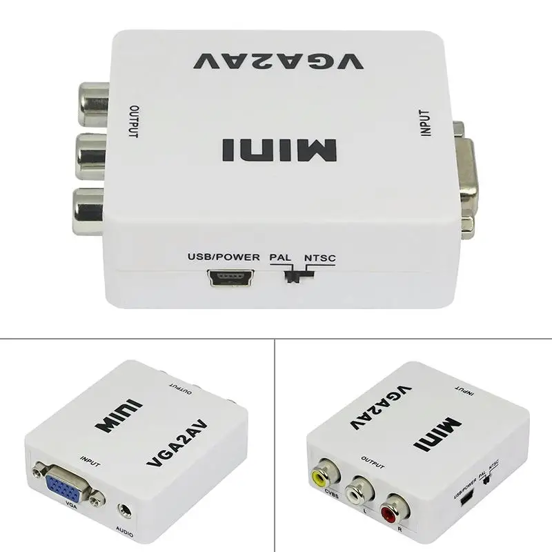 Av converter. Адаптер Converter av(3rca) to VGA 1080p. Преобразователь av в VGA переходник конвертер. Mini av2vga. Адаптер переходник VGA 3rca.