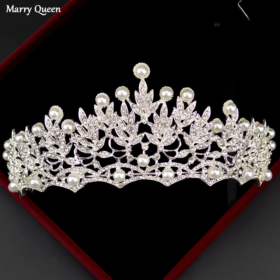 

Fashion New Ivory White Pearl Rhinestone Hair Accessories Handmade Ladies Crystal Head Jewelry Hair Hoop Bride Wedding Crown